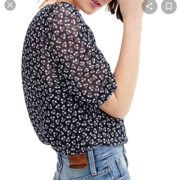 J. Crew Ruched Sleeve Sparkle Top in Floral - Picture 3 of 6